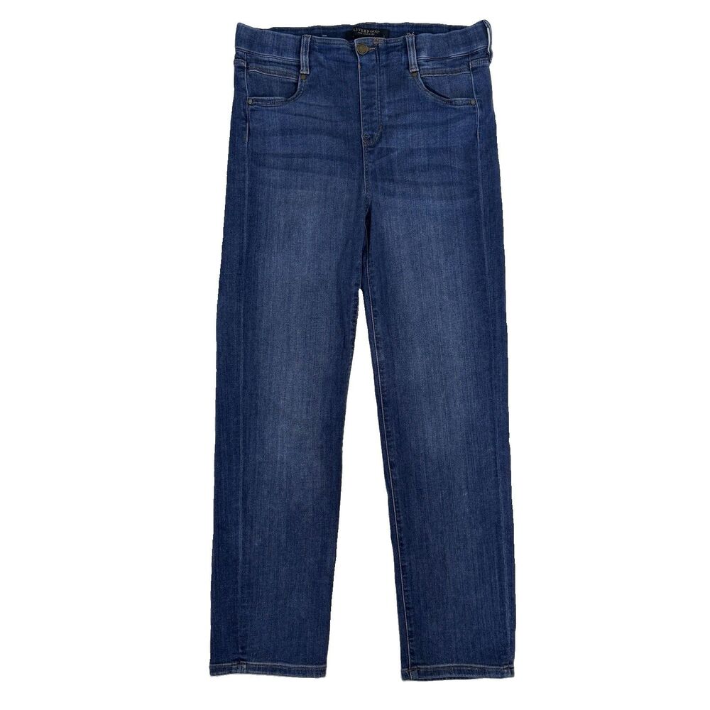 Liverpool Los Angeles Pull On Jeans Women 12 Blue Straight Stretch High Rise